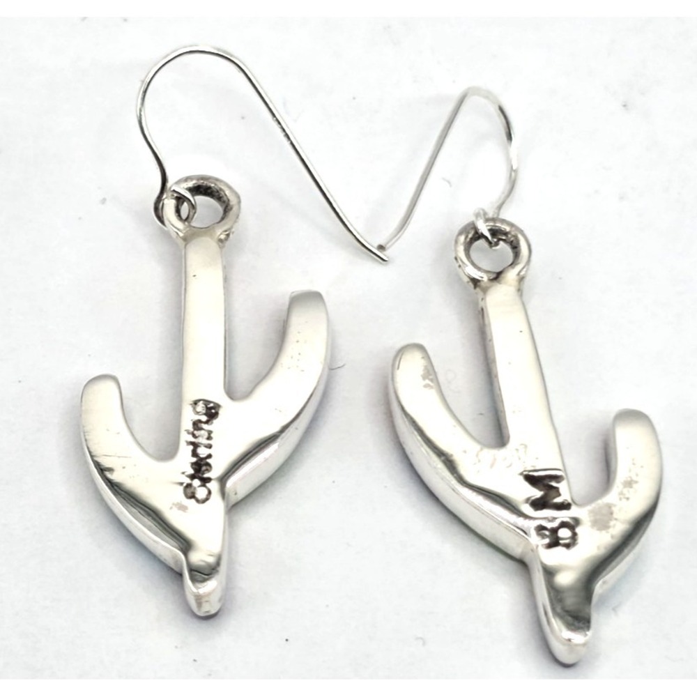 Multi-Gemstone Cacti Earrings Sterling Silver Inlays 0.94" Handmade Signed NEW - Picture 10 of 13